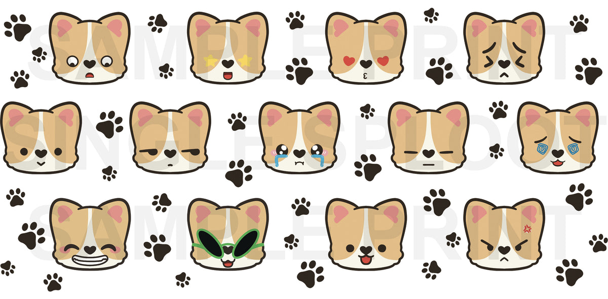 Red Corgi Emotes Handmade Glass Tumblers