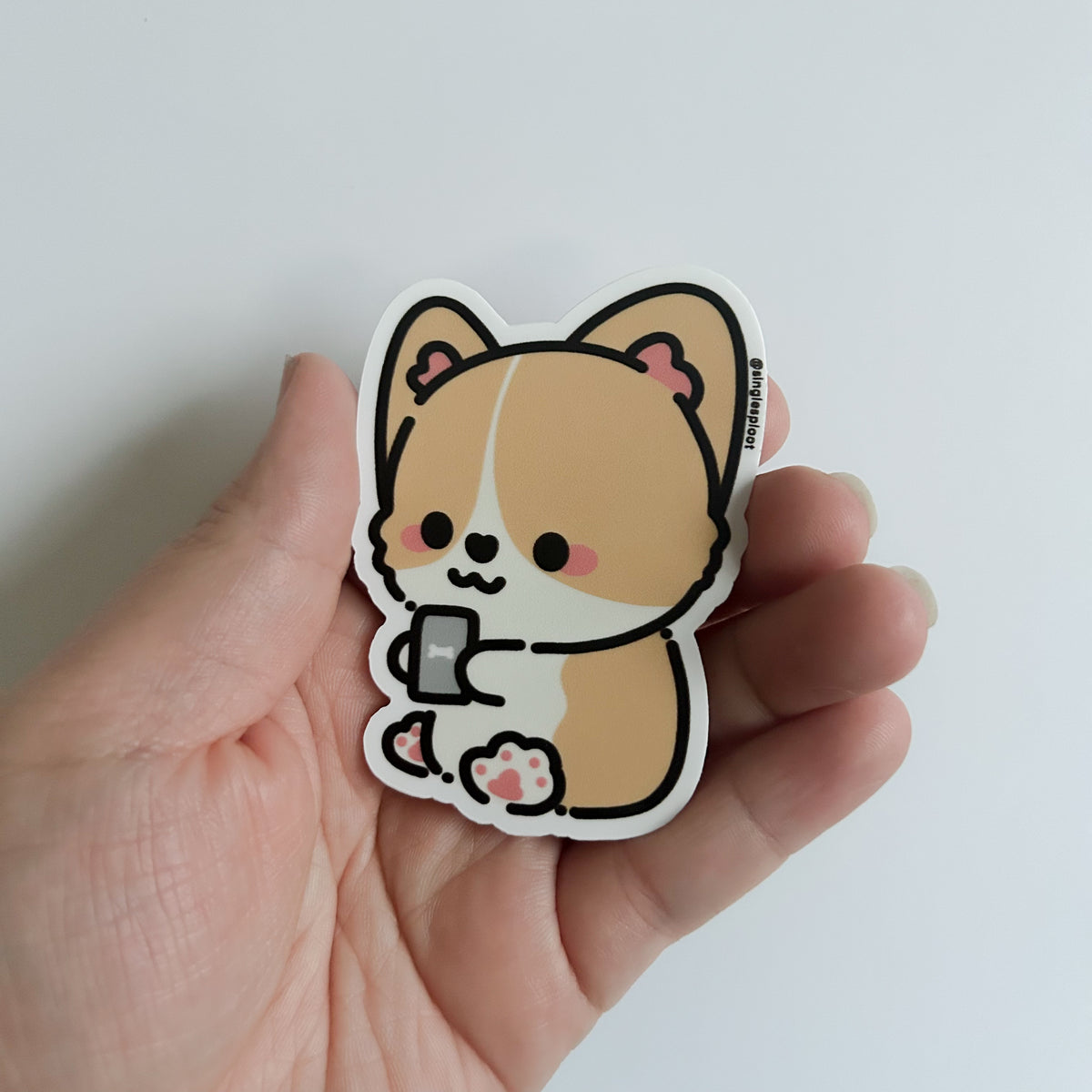 Cellphone Corgi Sticker