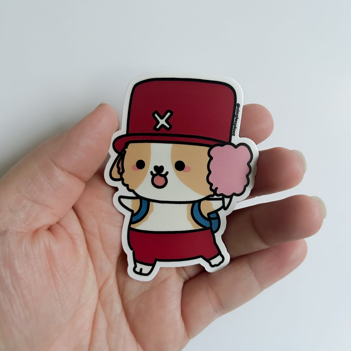 Cotton Candy Lover Corgi Waterproof Vinyl Sticker