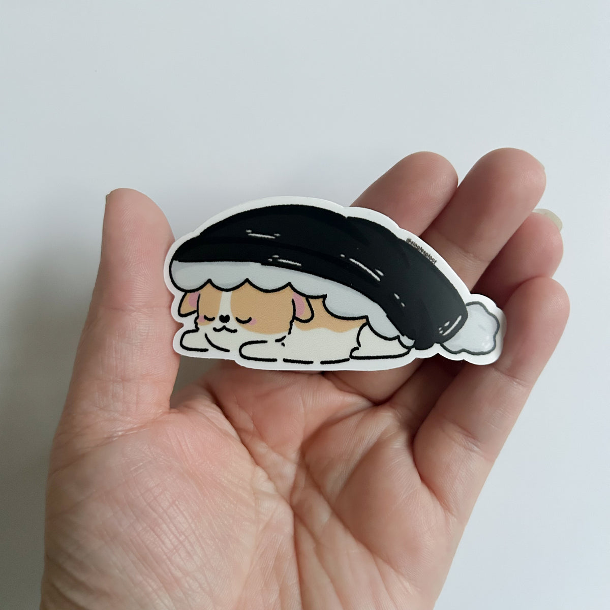 Sleepy Beanie Corgi Sticker