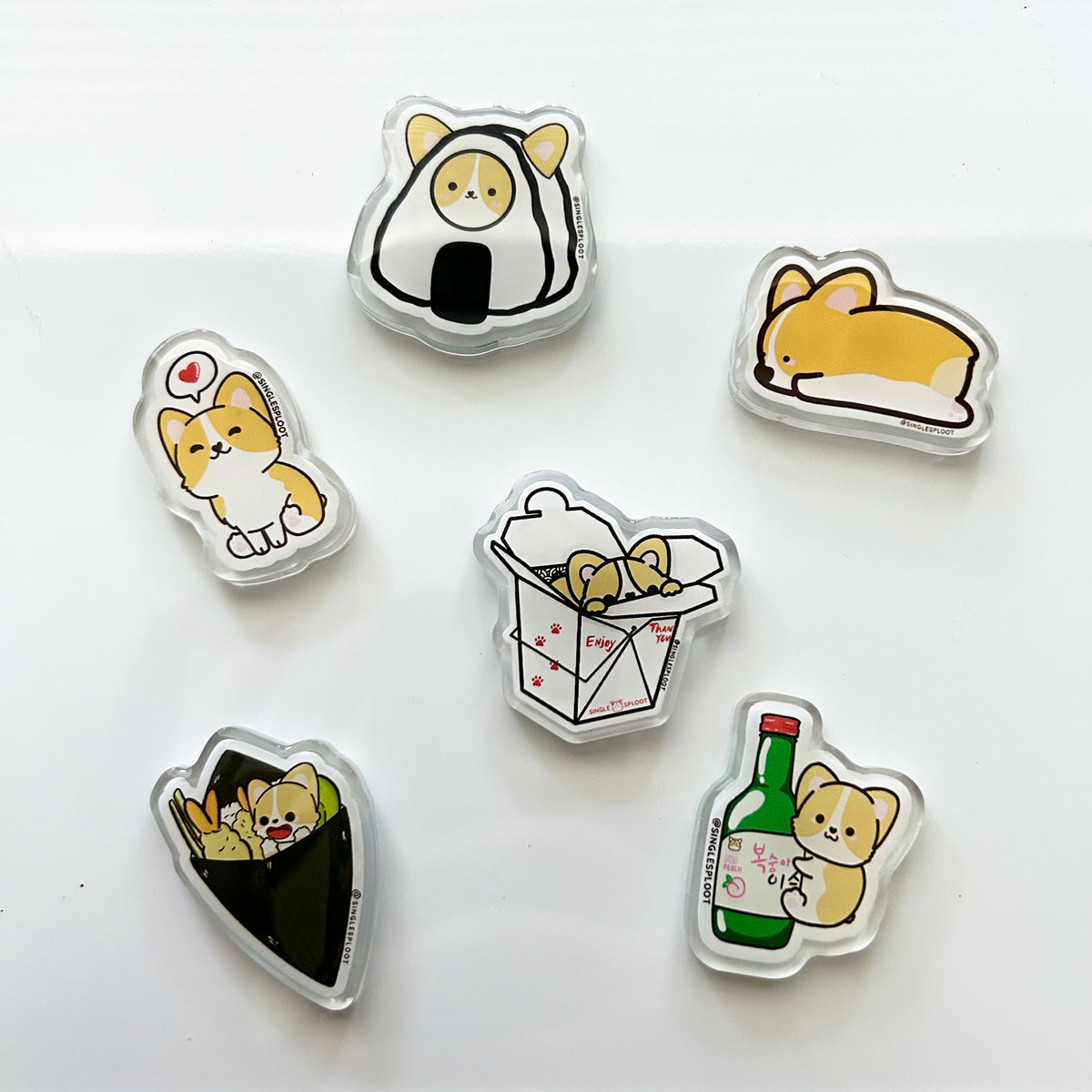 Uwu Heart Message Corgi Acrylic Magnet