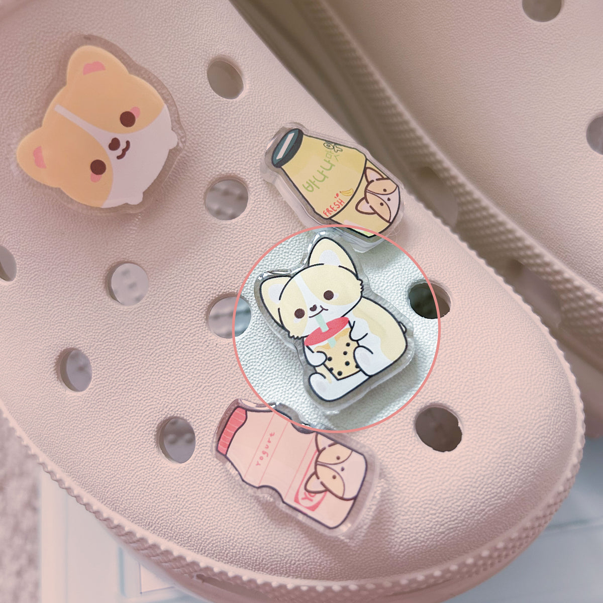 Boba Corgi Shoe Charm