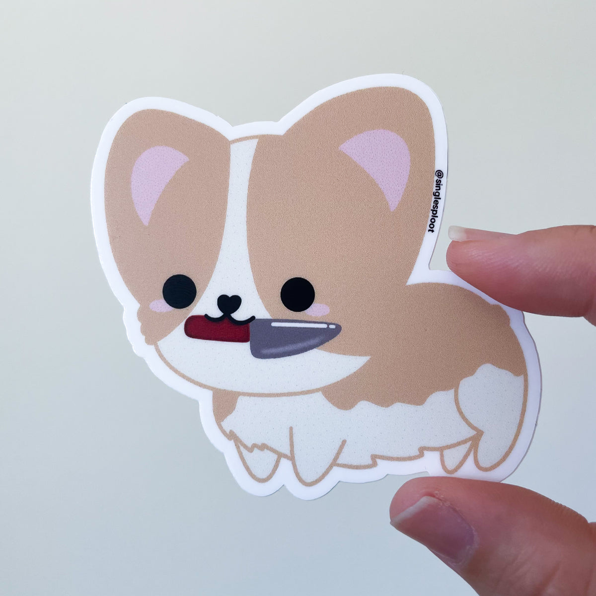 Knife Red Corgi Sticker