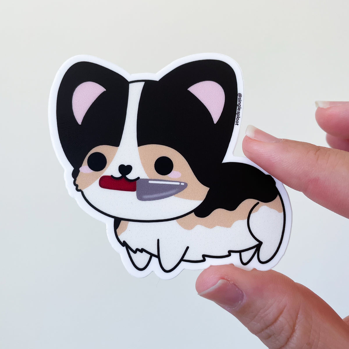 Knife Tri Corgi Sticker