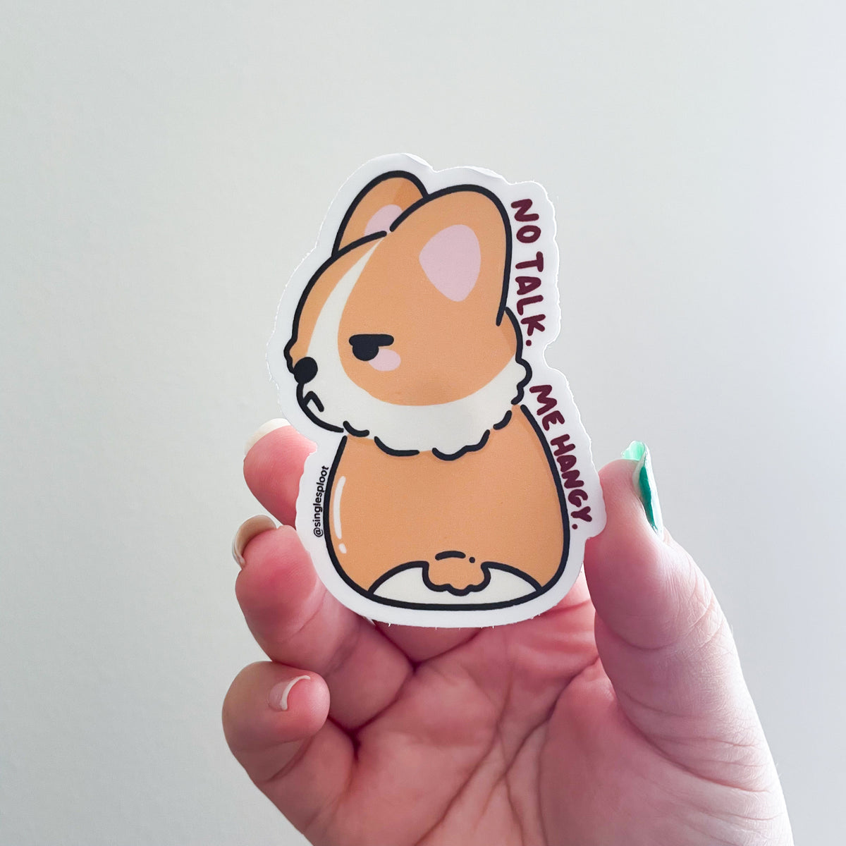No Talk Me Hangy Corgi Sticker