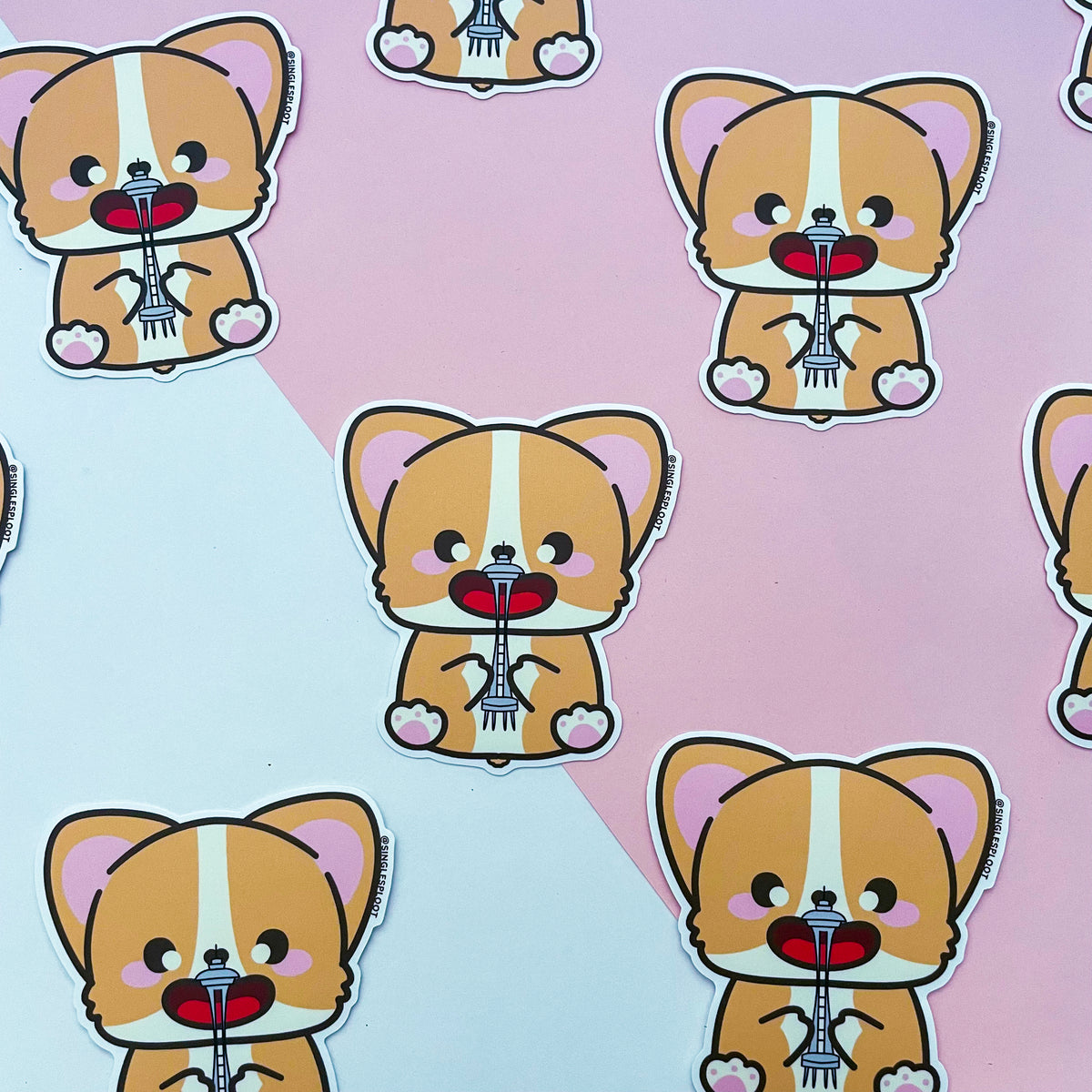 Space Needle Toy Corgi Sticker