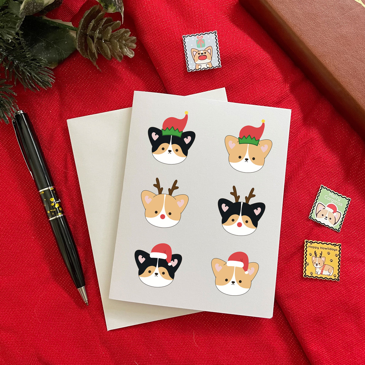 Holiday Hat Corgi Greeting Card