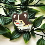 Tri Corgi with a Knife Acrylic Pin