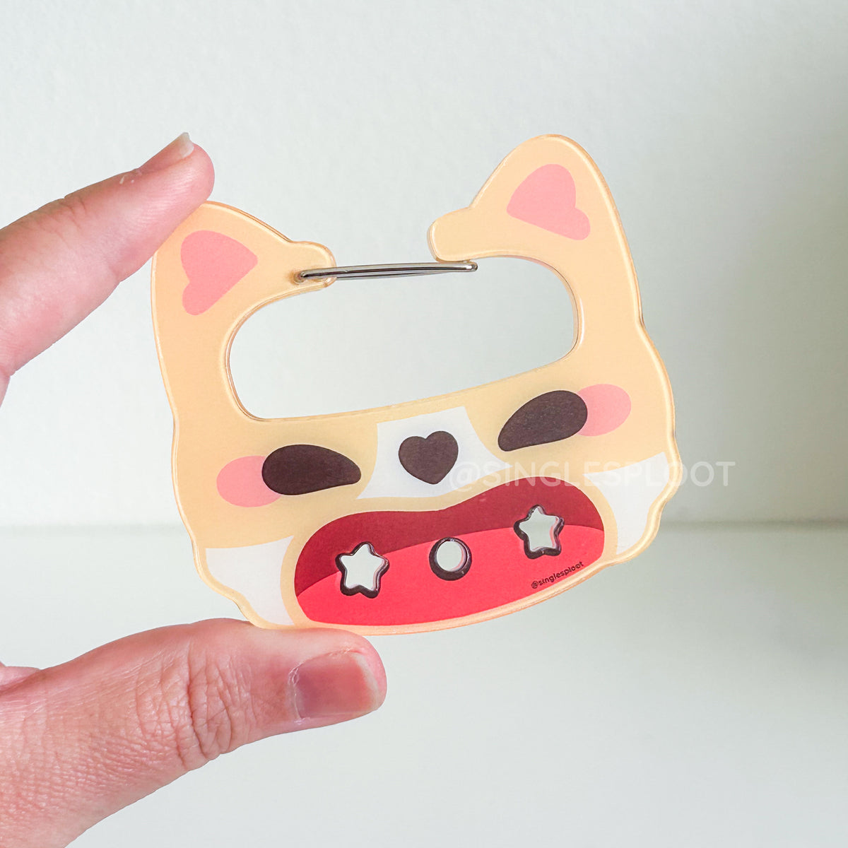 Corgi Happy Face Acrylic Carabiner