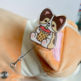 Strawberry Soju Corgi Handmade Badge Reel