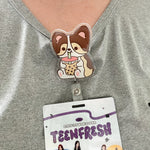 Boba Corgi Handmade Badge Reel