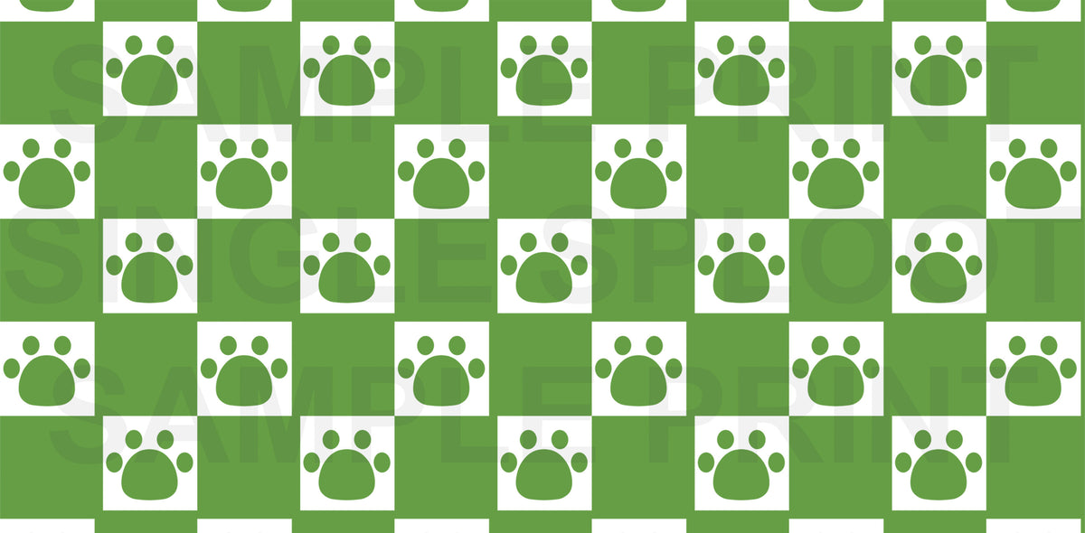 Green Checkered Paw Handmade Glass Tumblers