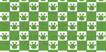 Green Checkered Paw Handmade Glass Tumblers