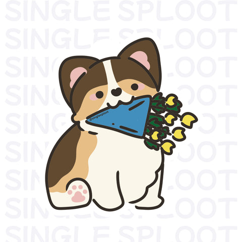 Cool Mint Tri Corgi Flower Bouquet Air Freshener