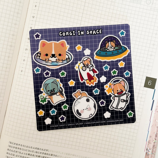 Corgi In Space Sticker Sheet