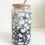 Red and Tri Corgi Booty with Peaches Handmade Glass Tumbler