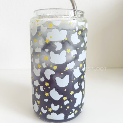 Green Checkered Paw Handmade Glass Tumblers