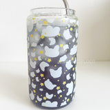 Red and Tri Corgi Booty with Peaches Handmade Glass Tumbler