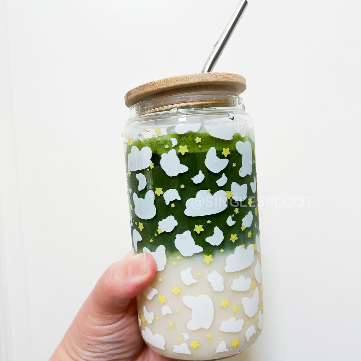 Green Checkered Paw Handmade Glass Tumblers