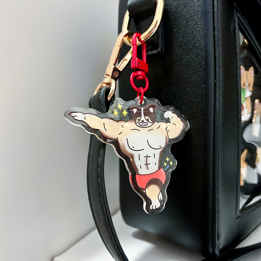 Buff Tri-Colored Corgi Acrylic Keychain