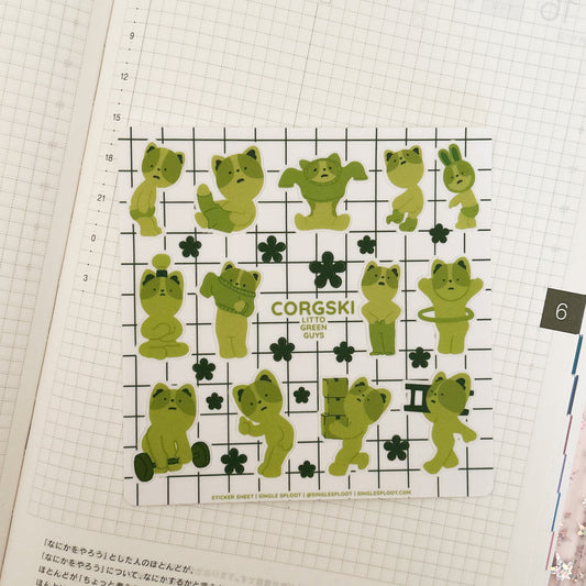 Litto Green Guys Corgski Sticker Sheet