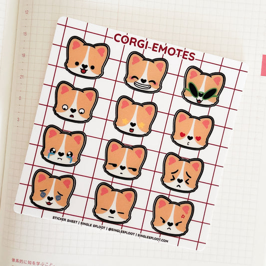 Red Corgi Emotes Sticker Sheet