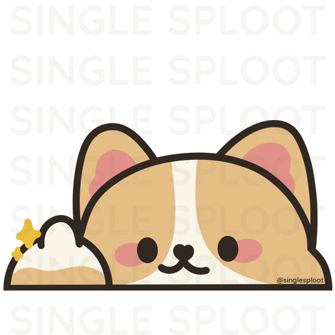 Red Corgi Flipping Off Peeker Decal