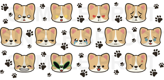 Red Corgi Emotes Handmade Glass Tumblers