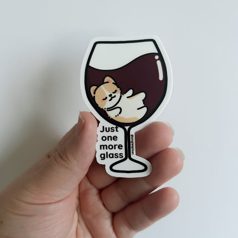 Just One More Wine Glass Corgi Sticker