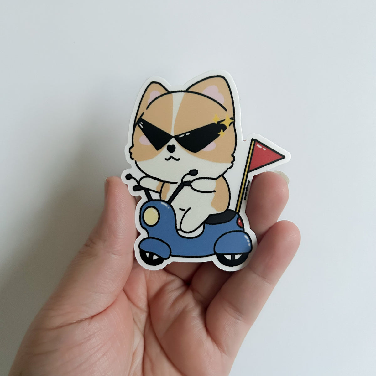 Patreon Sticker: Boss Moped Corgi Sticker