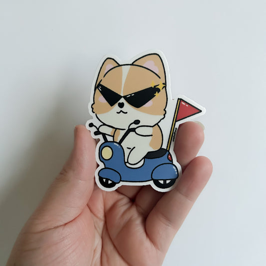 Patreon Sticker: Boss Moped Corgi Sticker
