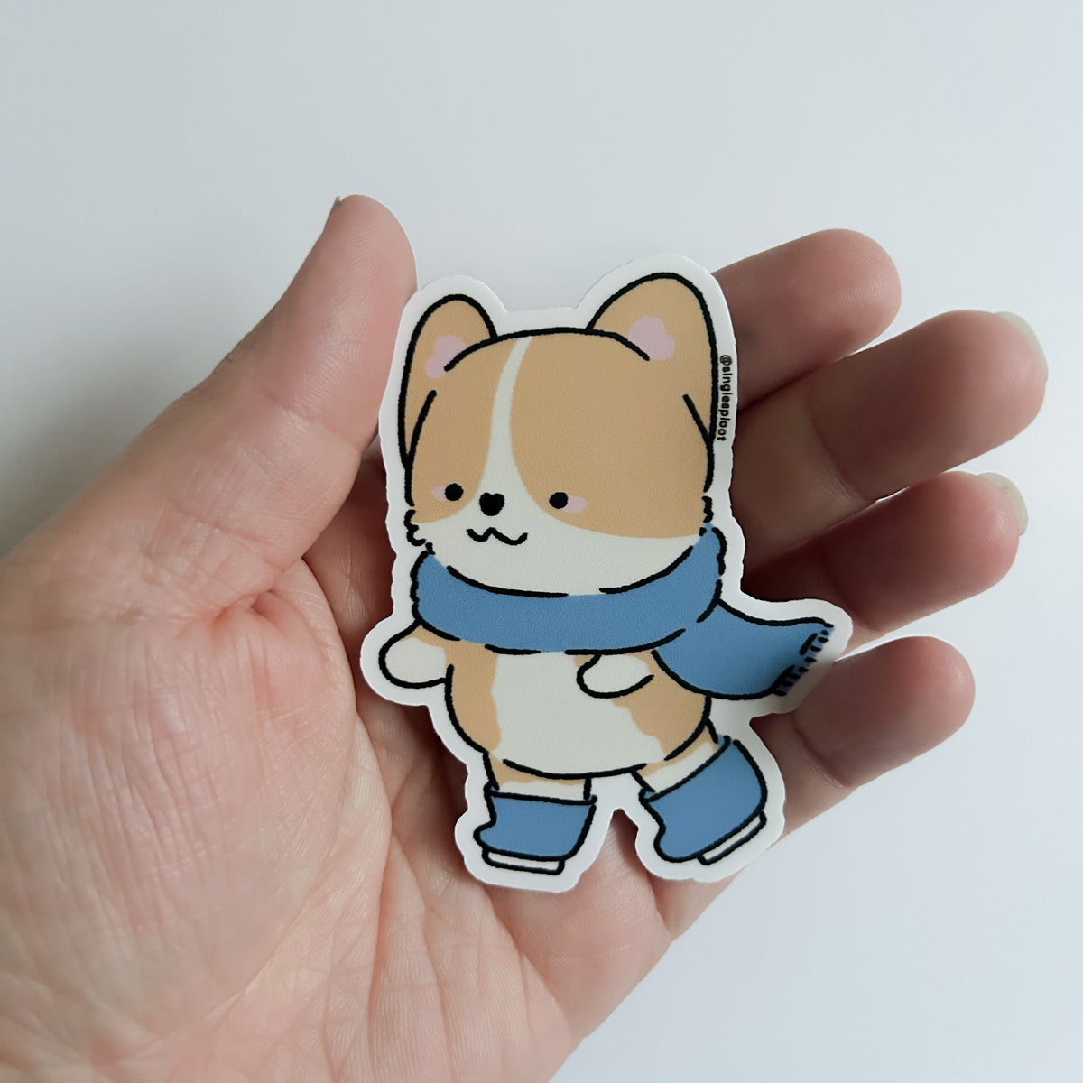 Ice Staking Corgi Sticker