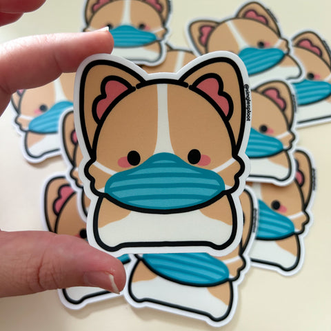 Face Mask Corgi Sticker