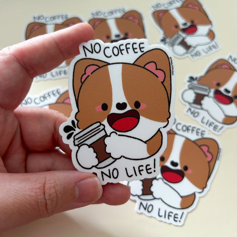 No Coffee, No Life Corgi Sticker