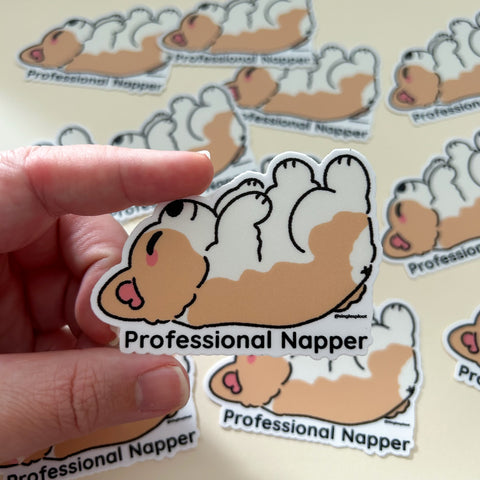 Professional Napper Corgi Sticker