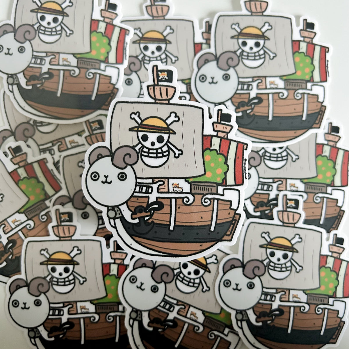 Happy Lamb Pirate Ship Corgi Sticker – Single Sploot