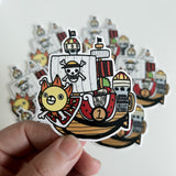 Smiling Lion Pirate Ship Corgi Sticker