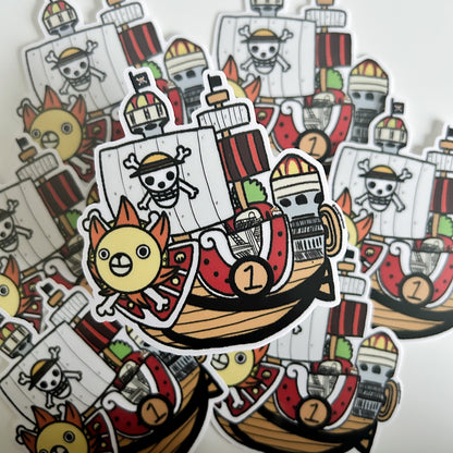 Smiling Lion Pirate Ship Corgi Sticker