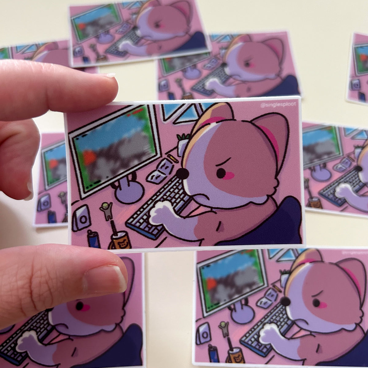 Computer Gaming Corgi Sticker