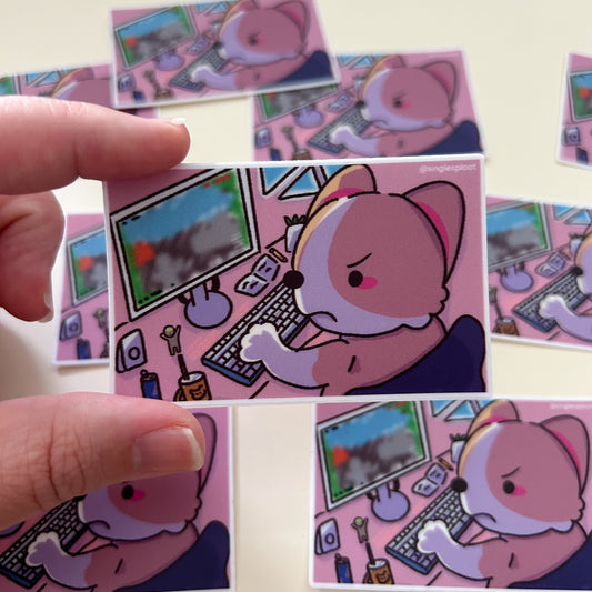 Computer Gaming Corgi Sticker