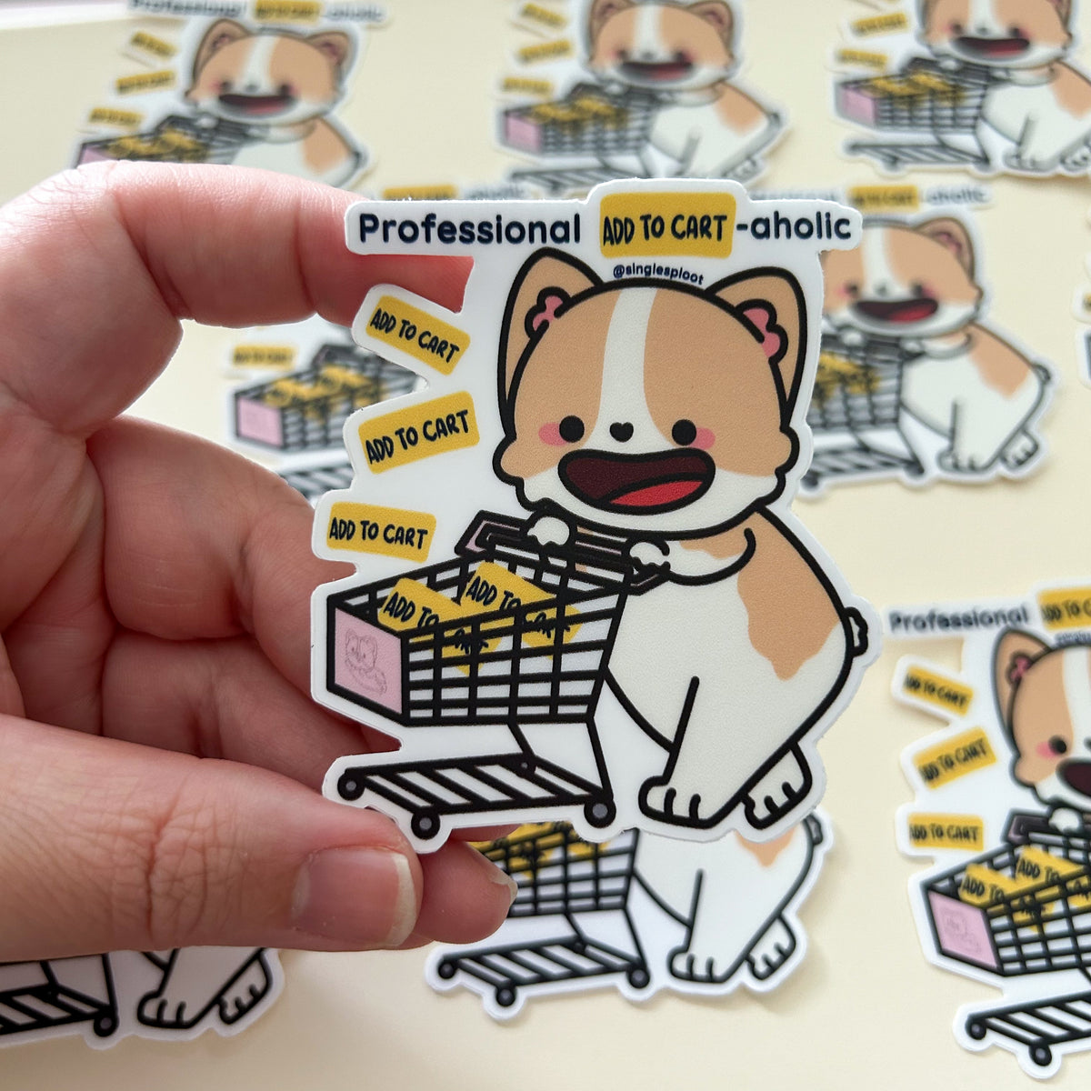 Professional Add To Cart-aholic Corgi Sticker