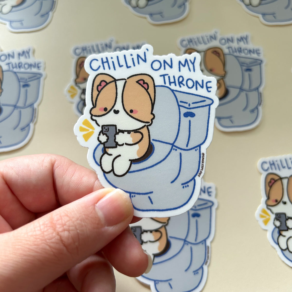 Chillin' On My Throne Corgi Sticker
