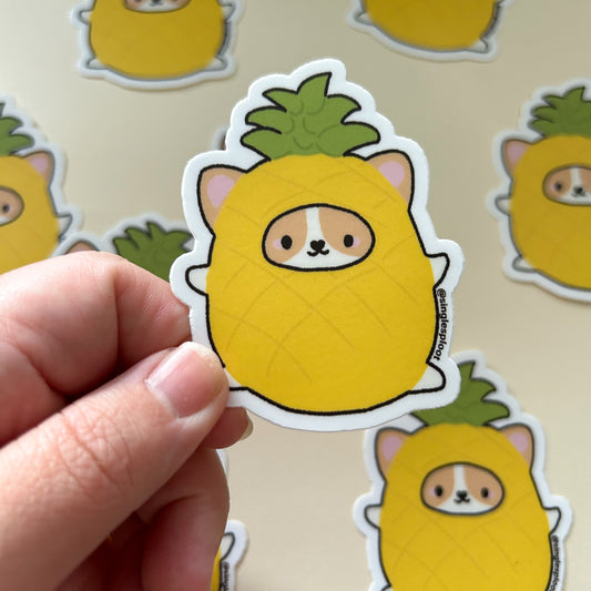 Patreon: Pineapple Dressed Corgi Sticker