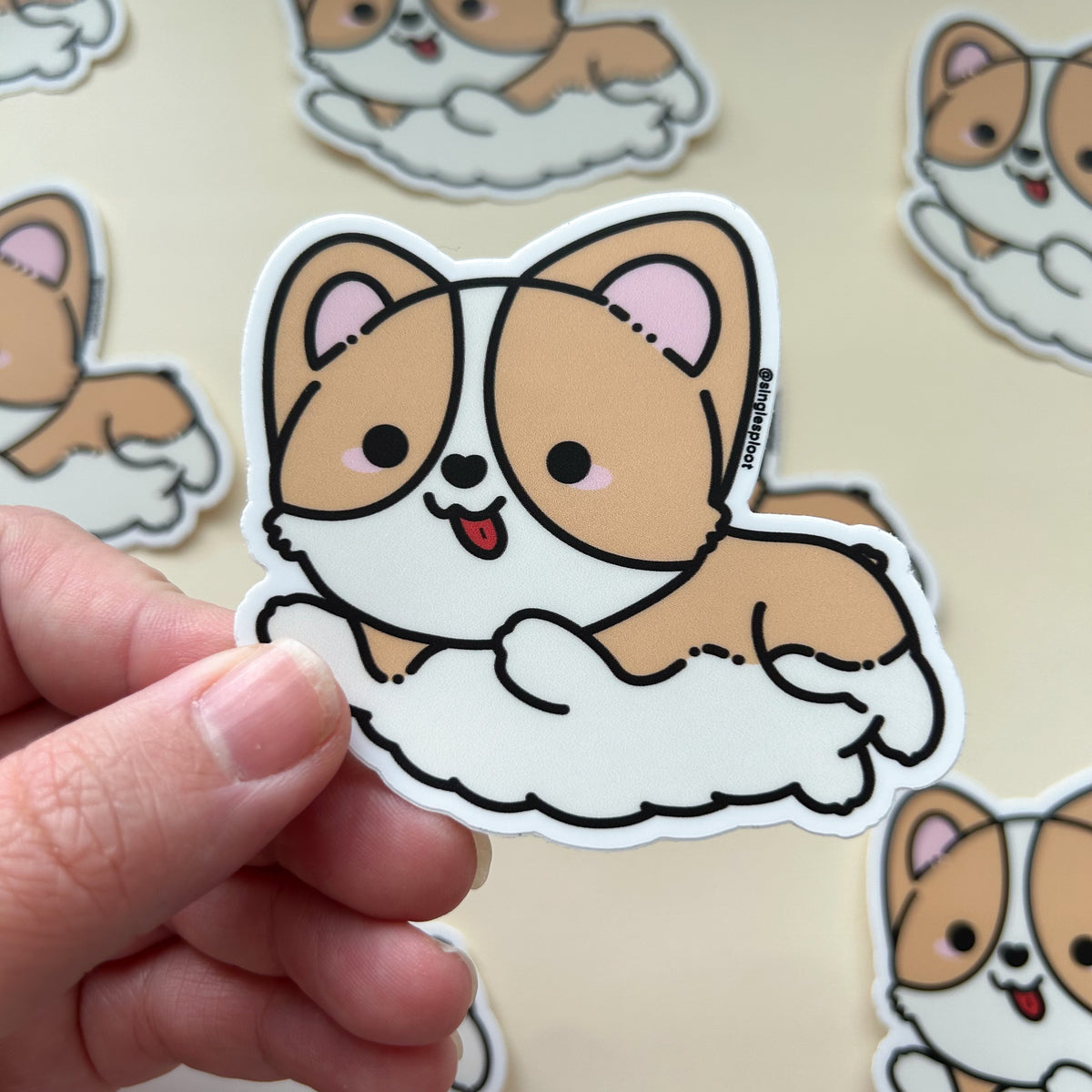 Jumping Flying Heppi Red Corgi Sticker