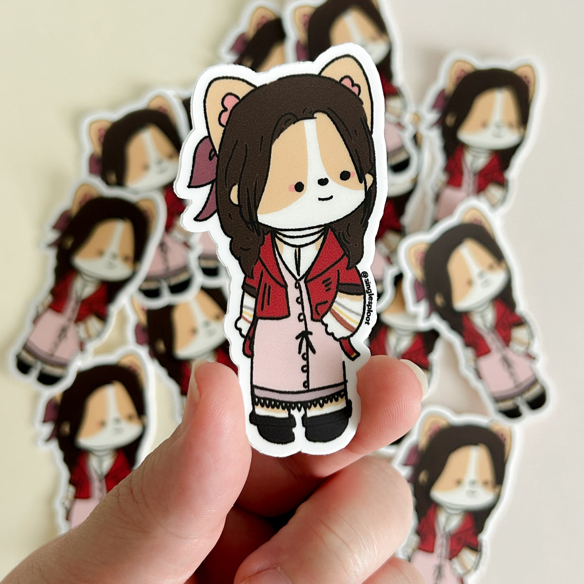 Aerith Corgi Sticker – Single Sploot