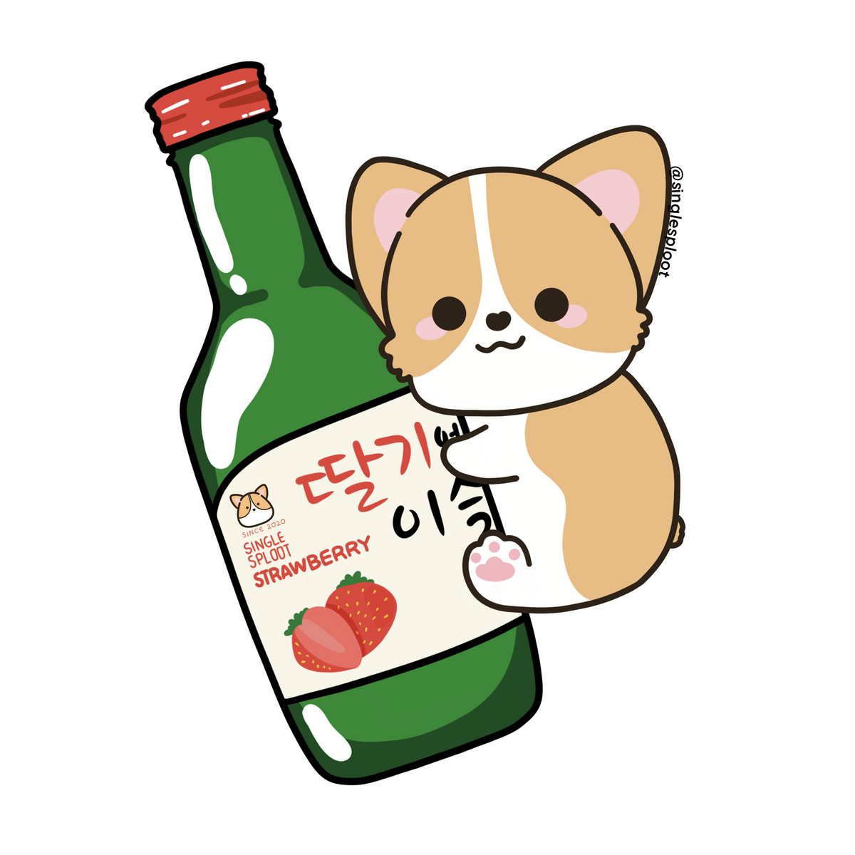 Strawberry Soju Corgi Shoe Charm