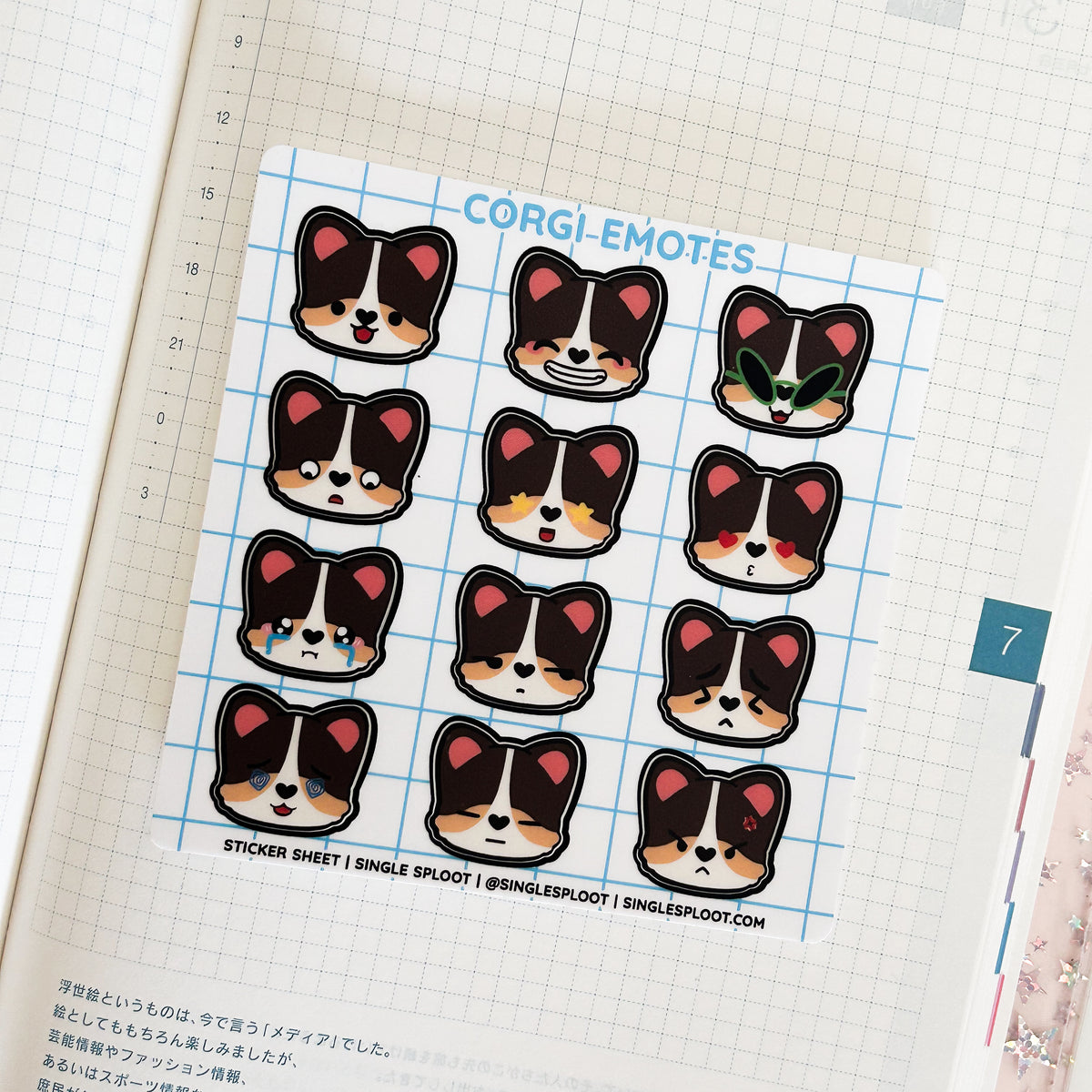 Tri Corgi Emotes Sticker Sheet