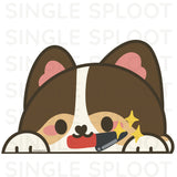 Tri Corgi with a Knife Peeker Decal