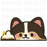 Tri Corgi Flipping Off Peeker Decal
