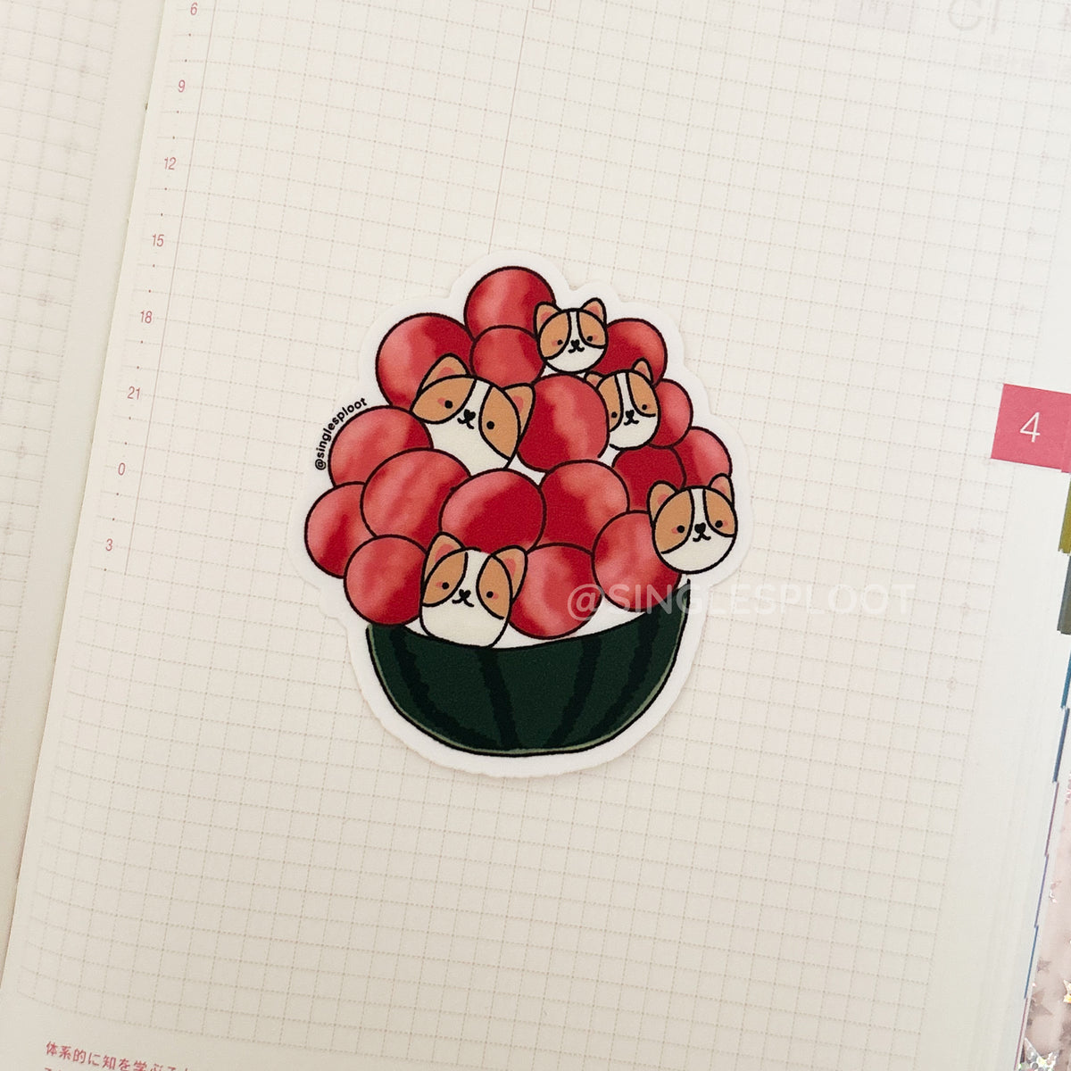 Watermelon Bingsoo Corgi Sticker